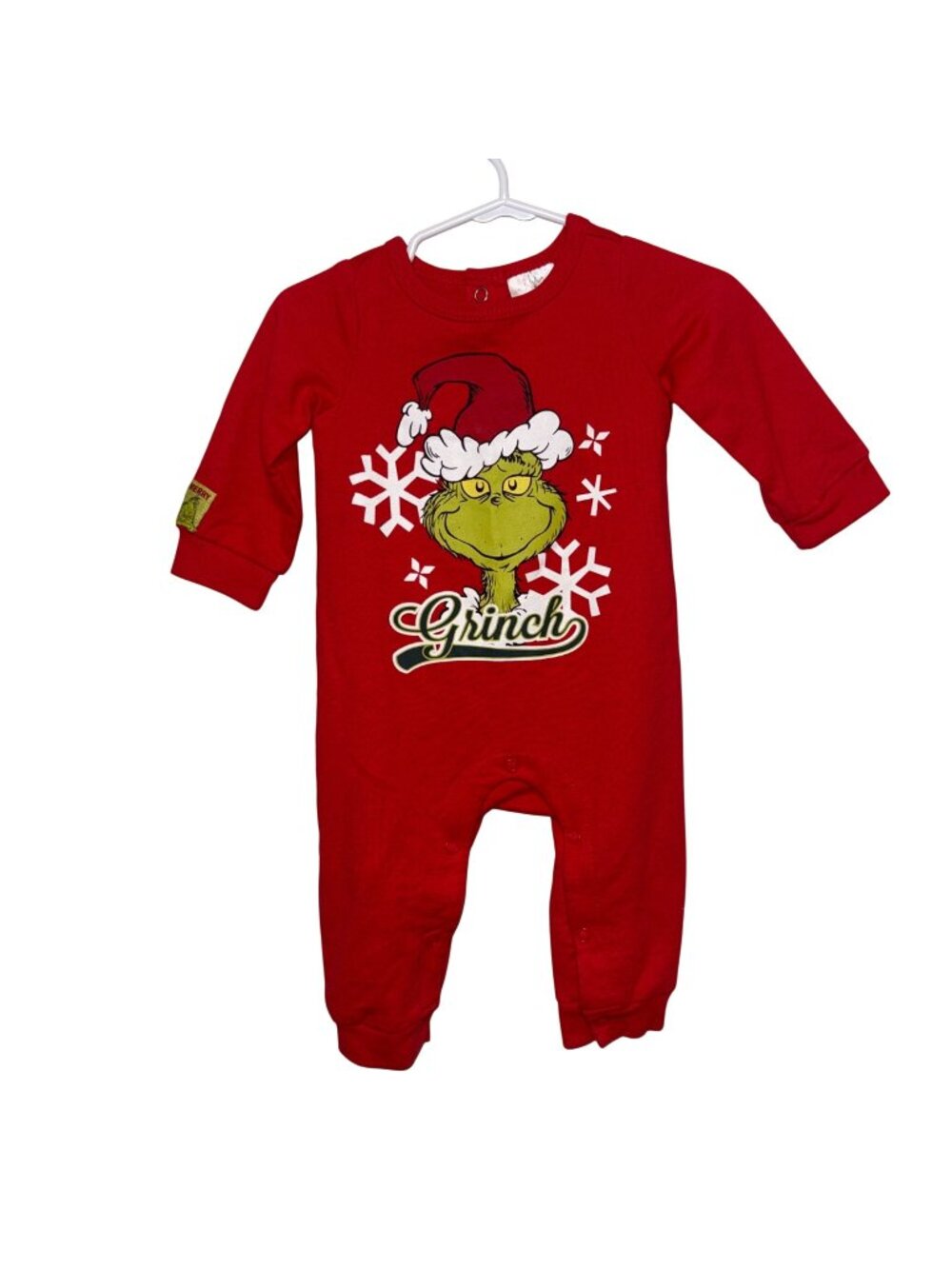 Dr. Seuss Baby Grinch Red Long Sleeve Holiday Romper 3-6 Months